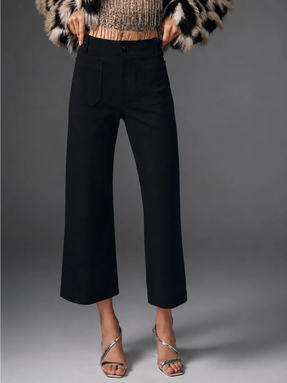 Anthropologie Maeve | Black High-Rise Ponte The Colette Cropped Pants ~ US 27P